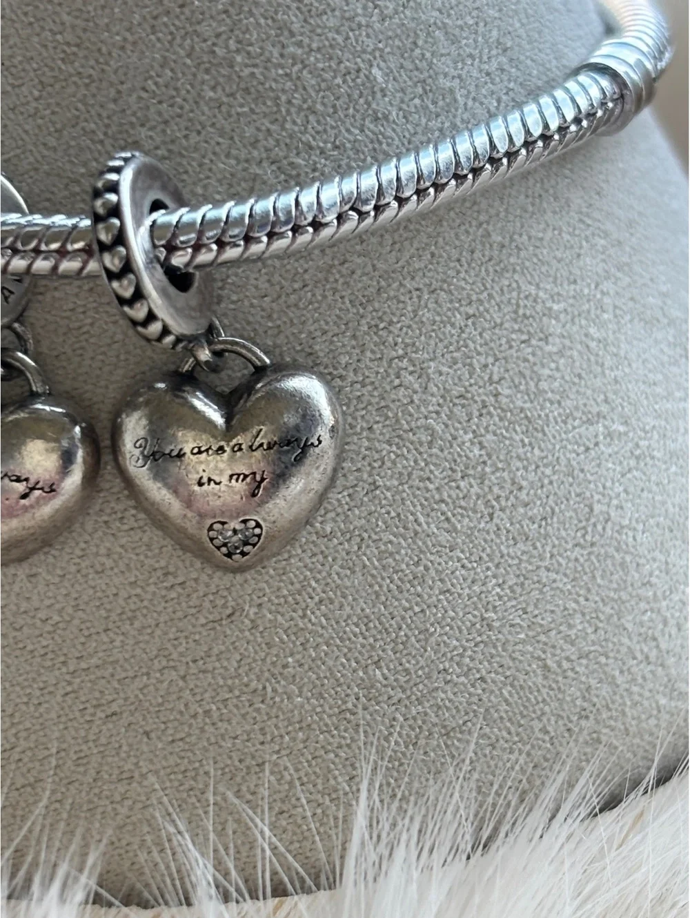 Pandora Mother & Daughter Heart Charm Set with Pink Enamel